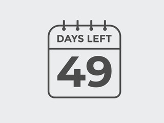 49 days to go countdown template. 49 day Countdown left days banner design. 49  Days left countdown timer
