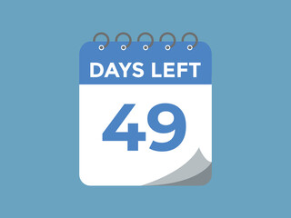 49 days to go countdown template. 49 day Countdown left days banner design. 49  Days left countdown timer
