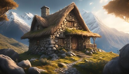 beautiful cozy fantasy stone cottage with great light, also a witch house an hallowing season