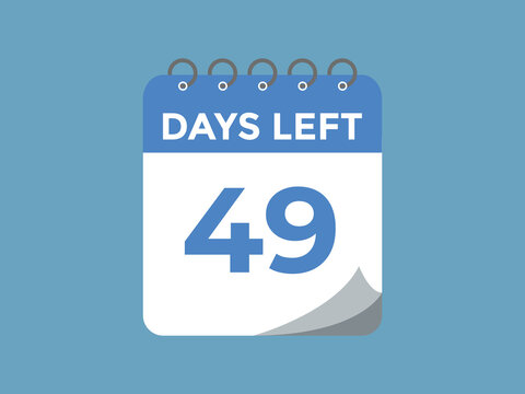 49 days to go countdown template. 49 day Countdown left days banner design. 49  Days left countdown timer
