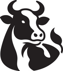 Cow head with horns vector icon illustration.