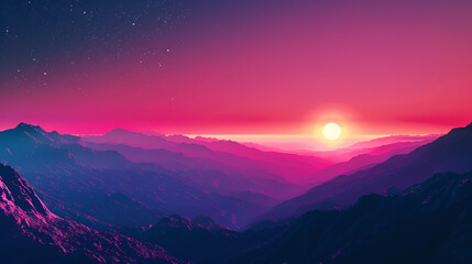 Delight in a sunrise gradient vista animated with life, as vivid colors blend harmoniously into deeper hues, setting the scene for dynamic graphic utilization.