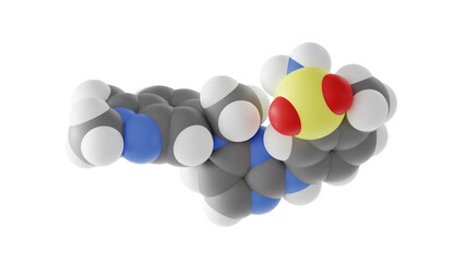pazopanib hydrochloride molecule, antineoplastic agent, molecular structure, isolated 3d model van der Waals