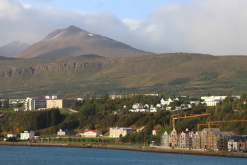 View of the town of Akureyri, in northern Iceland