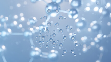 quifenadine molecular structure 3d, antihistamine, structural chemical formula view from a microscope