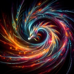 Obraz premium Fusion flare dragon Abstract Colorful Shape of vibrant hues and dynamic Background