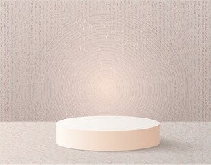 Beige background for product presentation with shadow Podium, stage pedestal platform for cosmetic product. Empty round podium. Mockup.