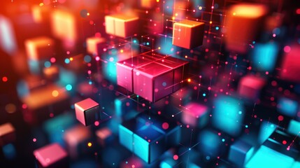 Colorful Background With Cubes and Lights