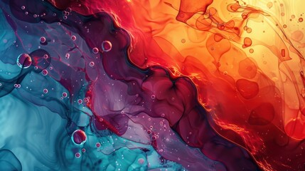 Close up of a Colorful Liquid Painting