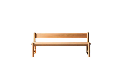 A wooden bench is sitting on a white background, transparent background