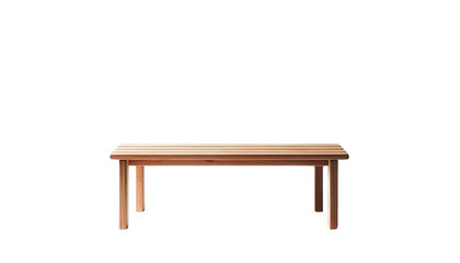 A wooden bench is sitting on a white background, transparent background