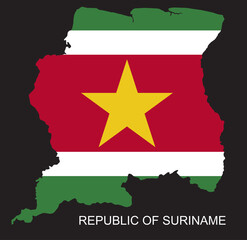 Flagmap of Suriname with dark background