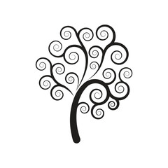 Abstract tree silhouette, stencil, icon, logo