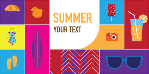 Geometric color background, banner, poster, summer vacation and travel concept.