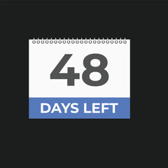 48 days to go countdown template. 48 day Countdown left days banner design. 48  Days left countdown timer

