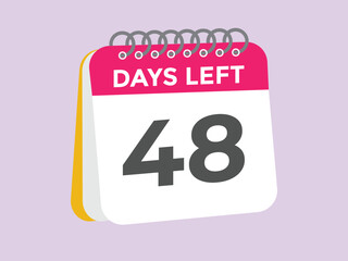 48 days to go countdown template. 48 day Countdown left days banner design. 48  Days left countdown timer
