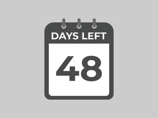 48 days to go countdown template. 48 day Countdown left days banner design. 48  Days left countdown timer
