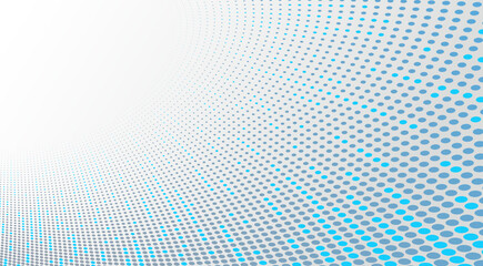 Fototapeta premium Dotted vector abstract background, blue and grey dots in perspective flow, dotty texture abstraction, big data technology image, cool backdrop.