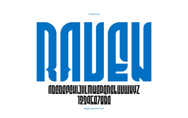 Geometric condensed elegant sans serif typeface, vector tall minimal simple minimal font, retro poster and advertising letters and numbers alphabet for logos headers or slogans.