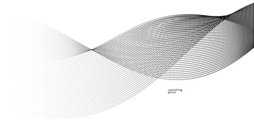 Fototapeta premium Smooth and relaxing shape vector abstract background with wave of flowing particles, curve lines of dots in motion, tranquil and soft image.