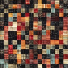 Abstract mosaic pattern of square weave, in soothing colors