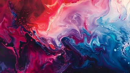 Abstract Composition: Harmony of Dark Red, Deep Pink, Purple, Blue, and Light Hues. Concept Abstract Art, Color Harmony, Dark Red, Deep Pink, Purple, Blue, Light Hues