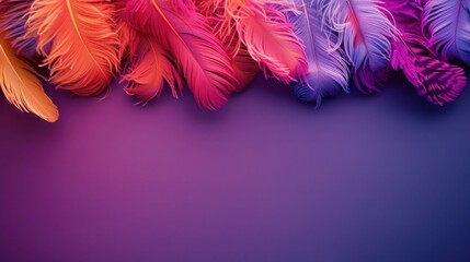 Mardi Gras Feathers on Purple Background with Copy Space for Design