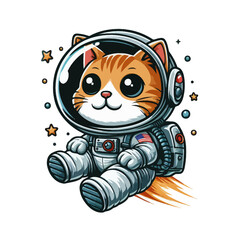 Astronaut cat vector in white background 