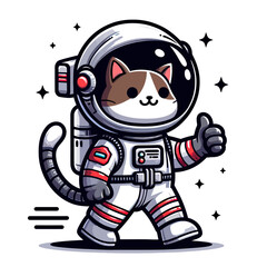 Astronaut cat vector in white background 