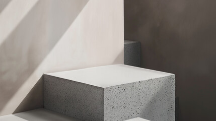 Stone podium. Abstract background with minimalist style for product brand presentation. Mockup pedestal.