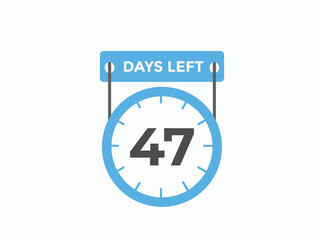47 days to go countdown template. 47 day Countdown left days banner design. 47  Days left countdown timer
