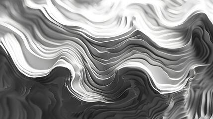 Abstract black and white wavy topography map background. Generative AI.