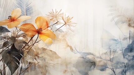 Tranquil Abstract Floral Illustration with Soft Overlapping Textures.