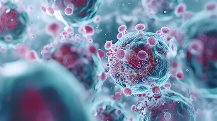 Obraz premium Highly Detailed X Ray Image of Mutant Influenza Virus Infecting and Damaging Host Cells