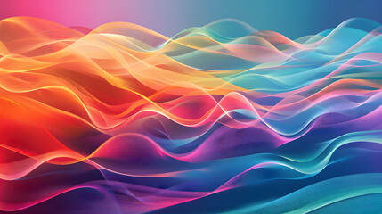 Abstract horizontal background with colorful waves. Generative AI.