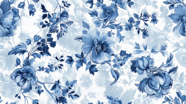 Fototapeta Elegant blue floral pattern for textile and wallpaper design