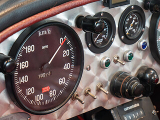 Close-up of Vintage Daimler Straight Eight (1937) Sports Car Dashboard