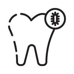 Bacteria Care Tooth Line Icon