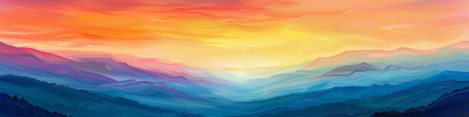 Behold the enchanting allure of a sunrise gradient vista, where bold colors meld with rich hues, painting a breathtaking panorama that ignites the imagination.