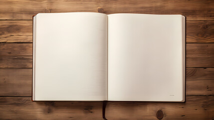 Open notebook on table, top view