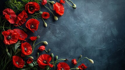 Honoring Veterans: Commemorative Wreaths and Poppies Background with Space for Text