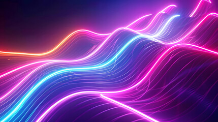 Naklejka premium Big Neon Wave Background. Generative AI.