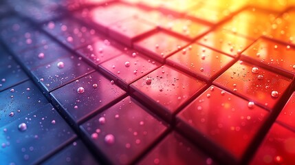 A visually soothing background featuring squares arranged in a precise grid, each square smoothly transitioning from one color to the next across the spectrum to create a mesmerizing gradient effect.