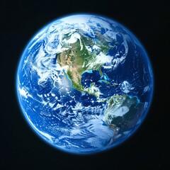 A photo of planet Earth from space, centered on North America.