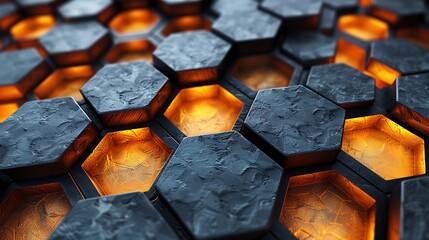 Fototapeta premium An engaging and intricate honeycomb pattern, where each hexagon alternates in shade, creating a visually compelling illusion of depth and three-dimensionality.