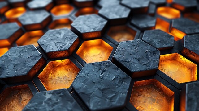 An engaging and intricate honeycomb pattern, where each hexagon alternates in shade, creating a visually compelling illusion of depth and three-dimensionality.