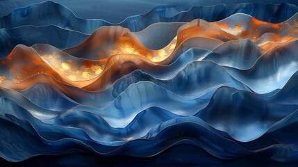 Obraz premium Delve into the natural beauty of organic waves, where sinuous lines and curves flow across the canvas, mimicking the graceful movements of underwater flora.