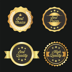 collection of elegant black and golden design elements - shields, labels, seals, banners, badges, scrolls and ornaments