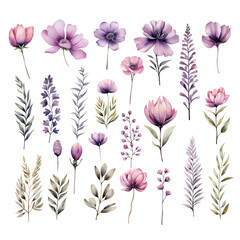 Set of Flower Watercolor Clipart Perfect for Wedding Card Design Element