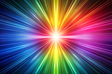Fototapeta premium Burst of color radiating from a central point in a spectrum of colors, geneative ai